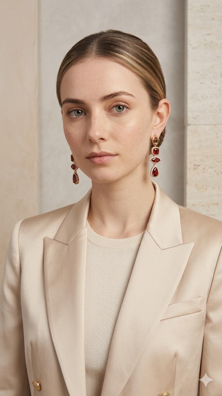 18K Gold Plated Red Garnet Marquise Pear Drop Earrings, Ruby Crystal Statement Jewellery