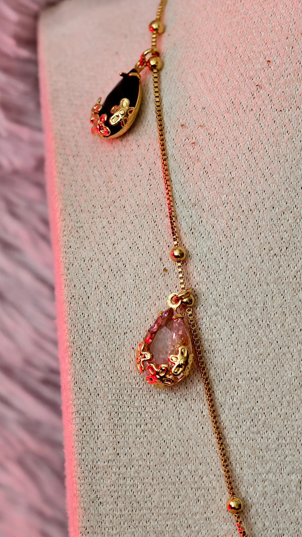 Dainty Teardrop Charm Necklace, Gold Fill, Pear Cut Emerald CZ, Minimalist Boho Jewelry