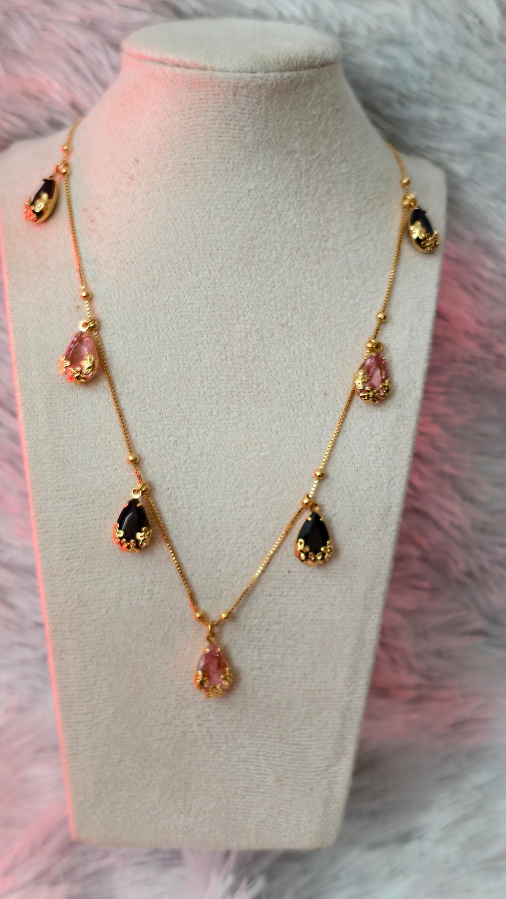 Dainty Teardrop Charm Necklace, Gold Fill, Pear Cut Emerald CZ, Minimalist Boho Jewelry