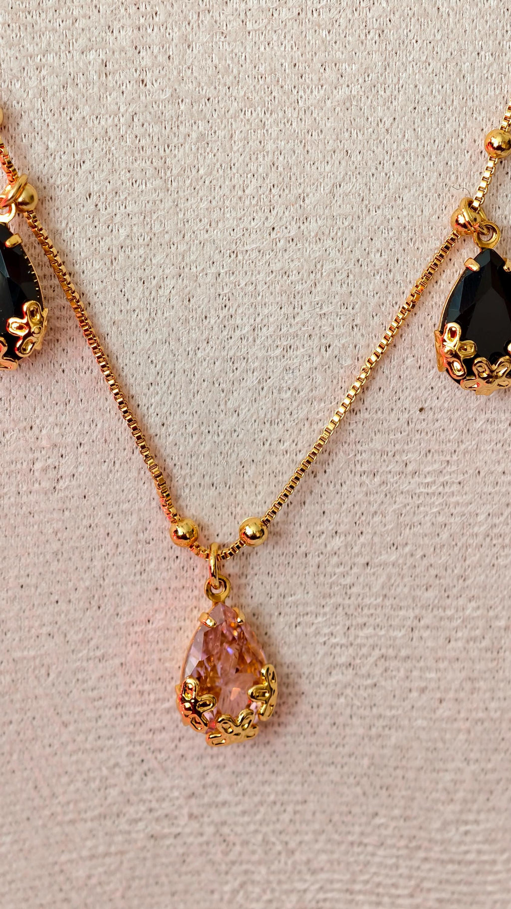Dainty Teardrop Charm Necklace, Gold Fill, Pear Cut Emerald CZ, Minimalist Boho Jewelry