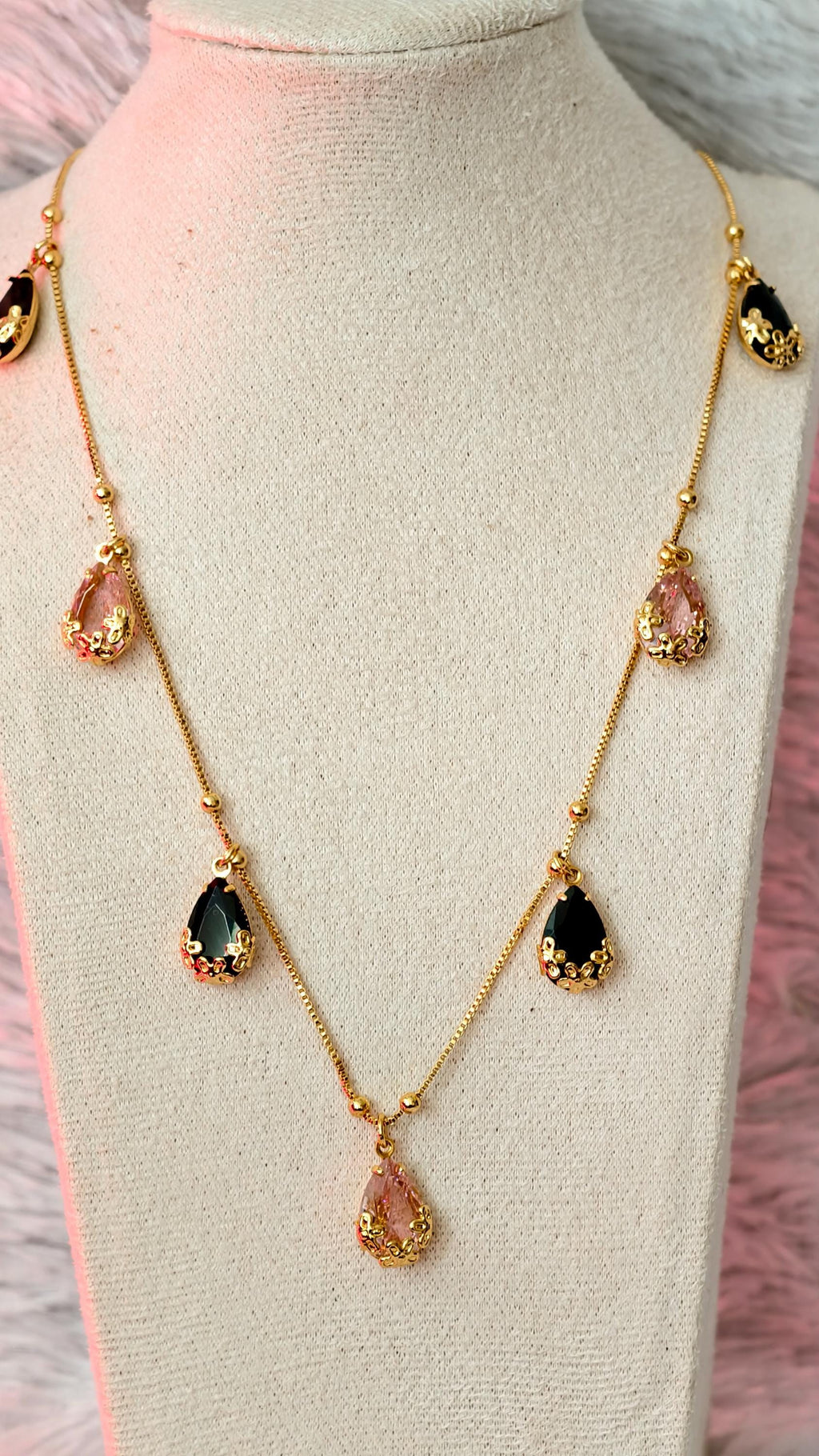 Dainty Teardrop Charm Necklace, Gold Fill, Pear Cut Emerald CZ, Minimalist Boho Jewelry