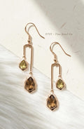 18k Gold Plated Teardrop Dangle Earrings, Ombre Green Amber Geometric Statement Jewelry