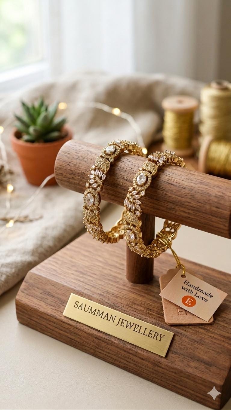 Gold Plated CZ Stone Bangles, Handmade Indian Wedding Bridal Jewelry