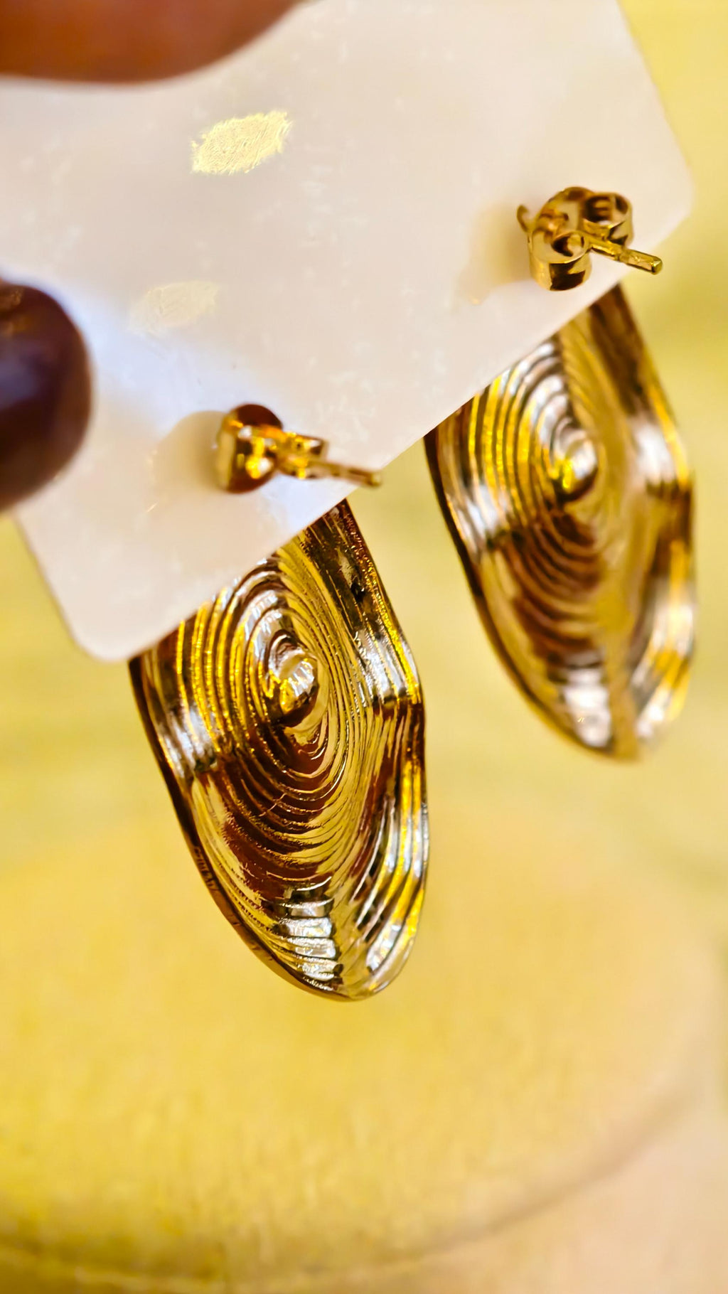 Gold Flower Pearl Earrings Set, Textured Stainless Steel Statement Hoops