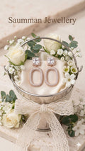 18k Gold Plated Oval Drop Earrings, Pavé Crystal Dangle, Square Zirconia Bridal Jewelry