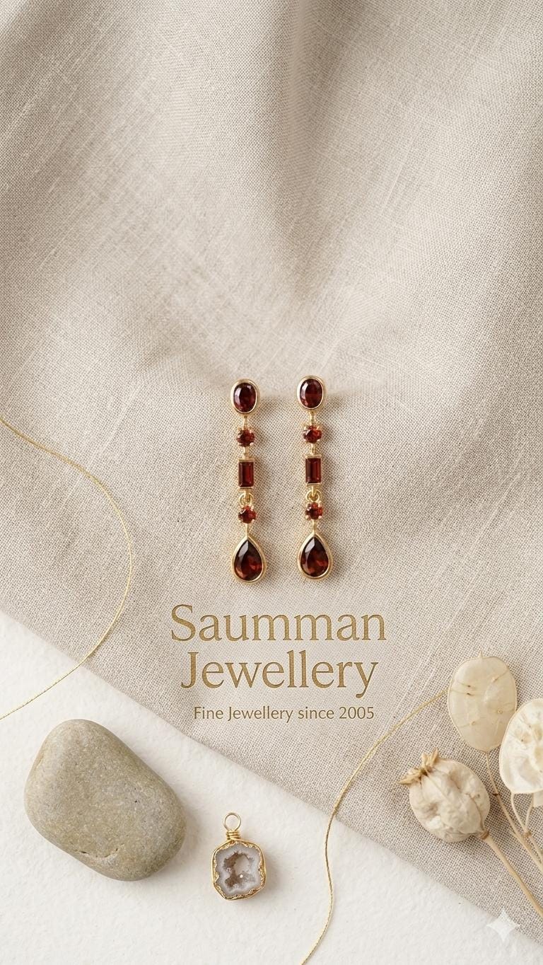18K Gold Plated Maroon Drop Earrings, Minimalist Geometric Dangle, Secure Screw Back