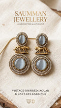 Sabyasachi Inspired Jaguar Earrings, Vintage Cat's Eye Drop Earrings, Victorian Style Royal Jewelry, Gold Plated Panther Earrings