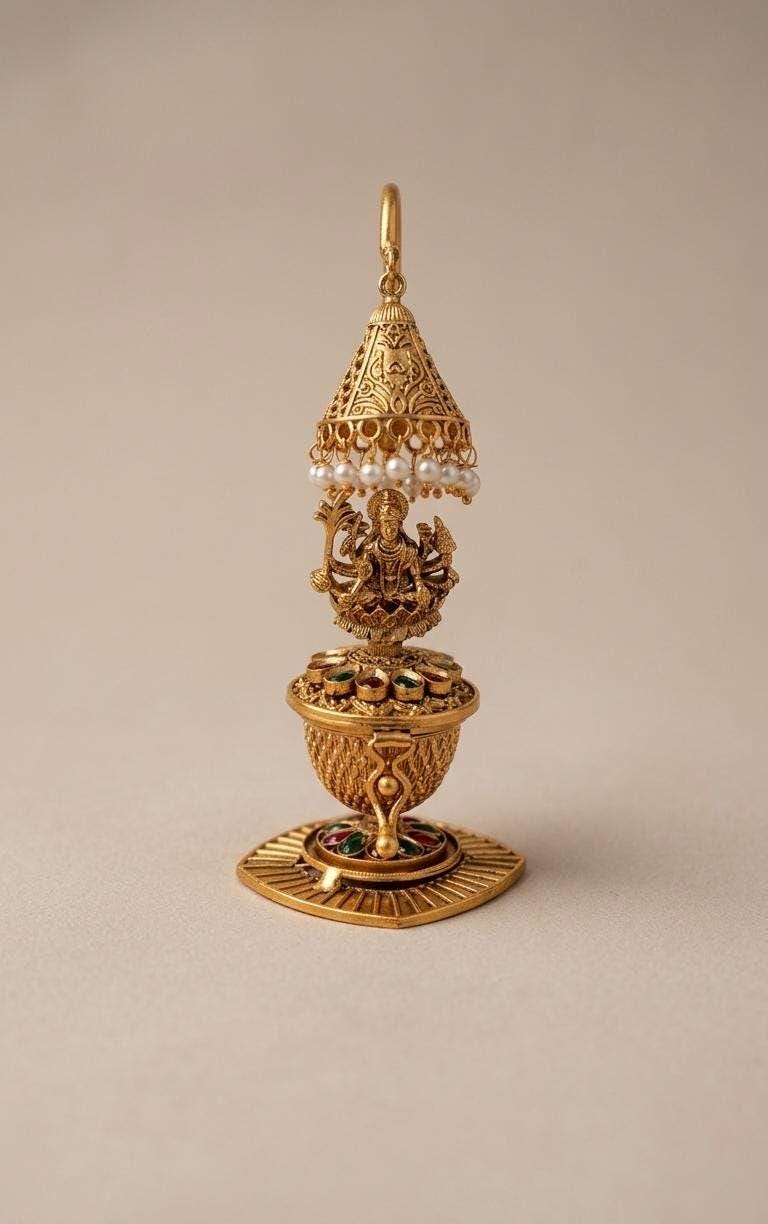 Antique Gold-Plated Brass Kumkum Dabbis | Ganesha, Peacock, Lakshmi Designs