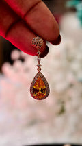 18k Gold Plated Teardrop Earrings, Yellow Crystal CZ Pave Bridal Wedding Jewelry