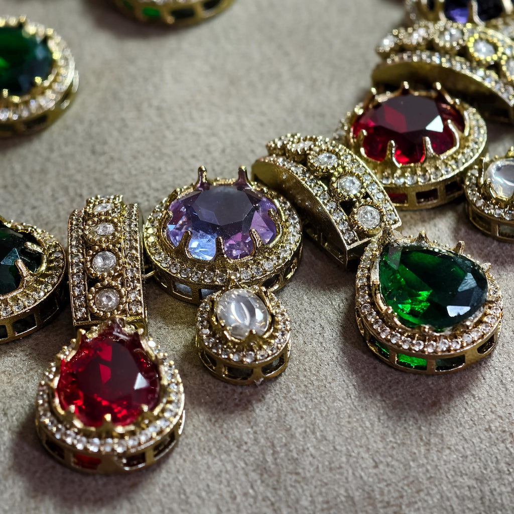 Sabyasachi Inspired Multi-Color Kundan Choker Necklace Set | Polki Bridal Jewelry