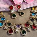 Sabyasachi Inspired Multi-Color Kundan Choker Necklace Set | Polki Bridal Jewelry