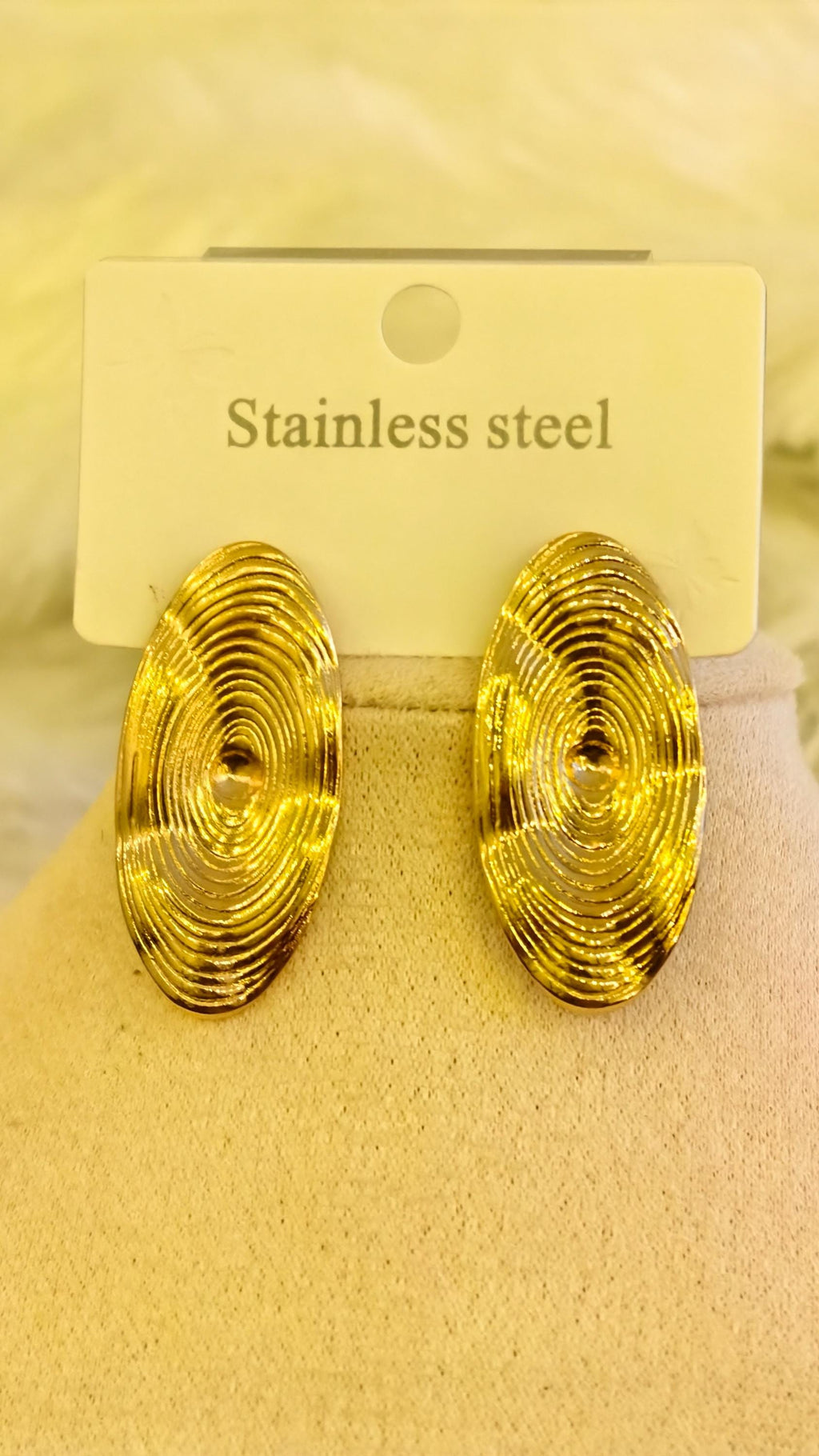 Gold Flower Pearl Earrings Set, Textured Stainless Steel Statement Hoops