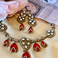 Kundan Statement Necklace Set  Antique Gold Polki Choker, Indian Wedding Jewelry