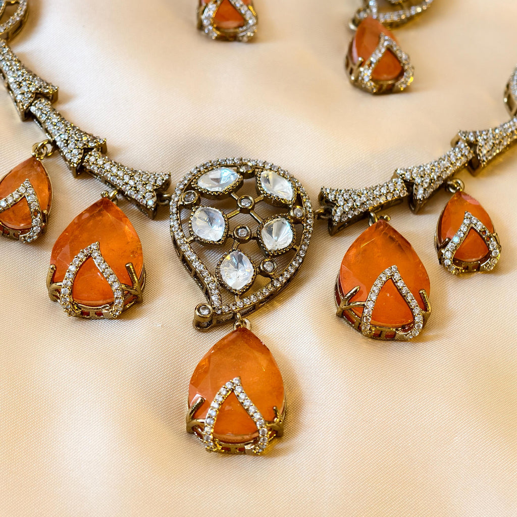 Kundan Statement Necklace Set  Antique Gold Polki Choker, Indian Wedding Jewelry