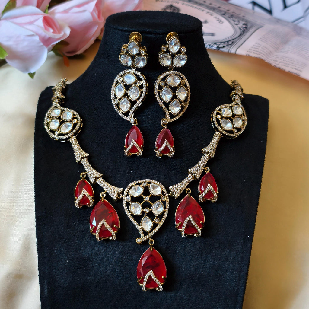 Kundan Statement Necklace Set  Antique Gold Polki Choker, Indian Wedding Jewelry