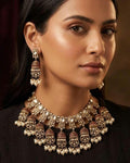 Kundan Bridal Necklace Set, Polki Choker, Jhumka Earrings, Indian Wedding Jewelry