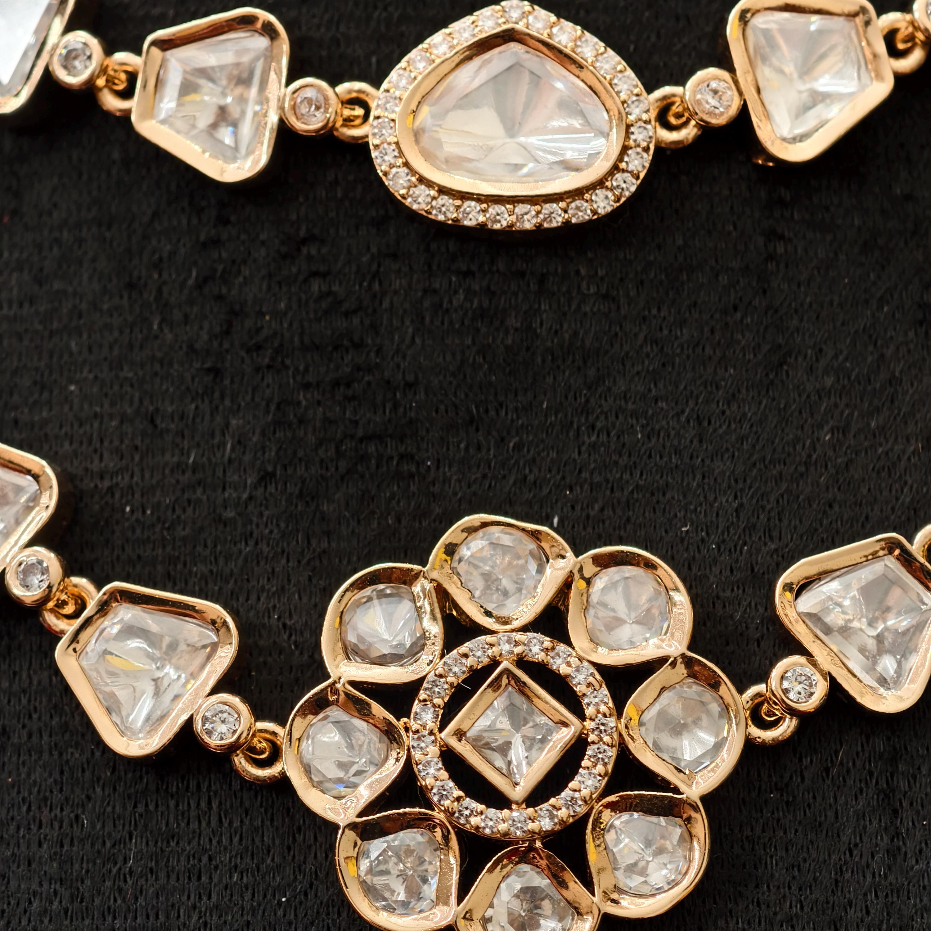Tyani Inspired Kundan Necklace Set | Floral Chandbali Earrings, Uncut Polki Jewelry