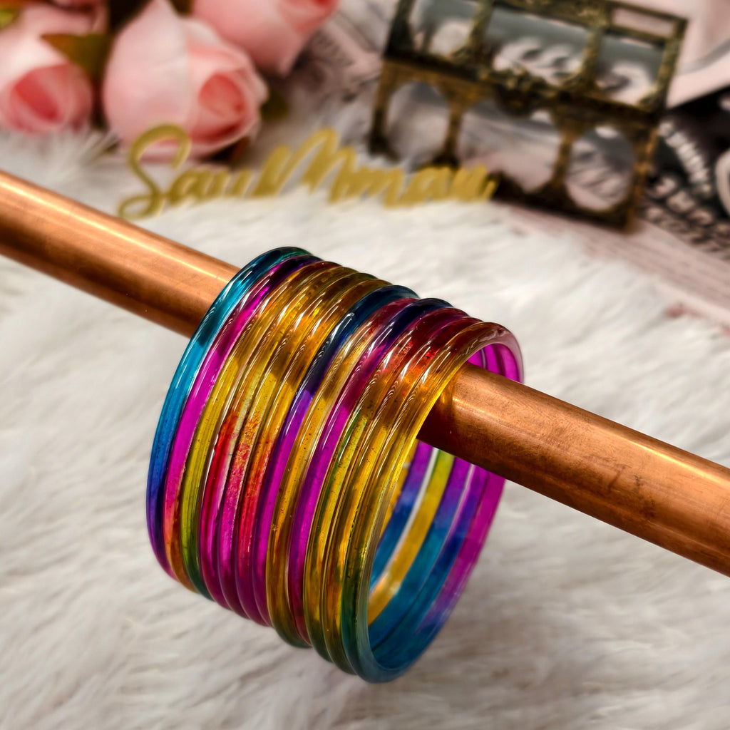 Kashmiri Ghungru Bangles ( 8 Pieces) , Jelly Bangles | Water Bangles | Raindrop Bangles (Set of 10-12)