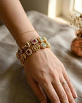 Gold Plated Lakshmi Nakshi Temple Bangles, Kemp Ruby Emerald Kada, Antique Indian Jewelry (2.6)