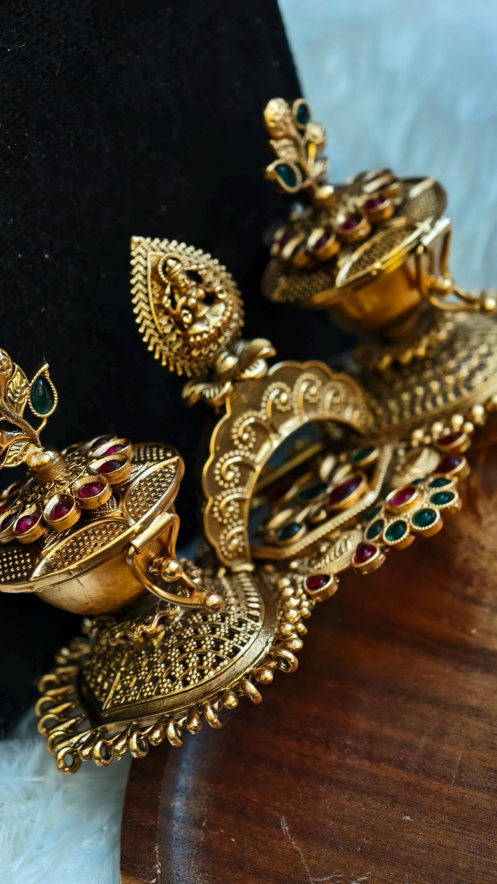 Gold Plated Twin Haldi Kumkum Container with Center Lakshmi | Festive Puja Decor | Indian Housewarming Return Gifts | Meenakari Style Dabbi