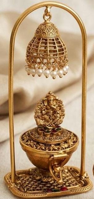 Antique Gold-Plated Brass Kumkum Dabbis | Ganesha, Peacock, Lakshmi Designs