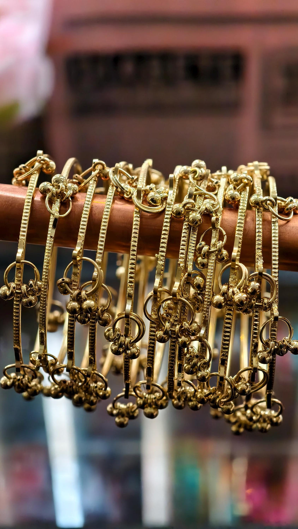 Kashmiri Ghungroo Bangle Set  8 Piece Gold Plated Jingle Bracelets