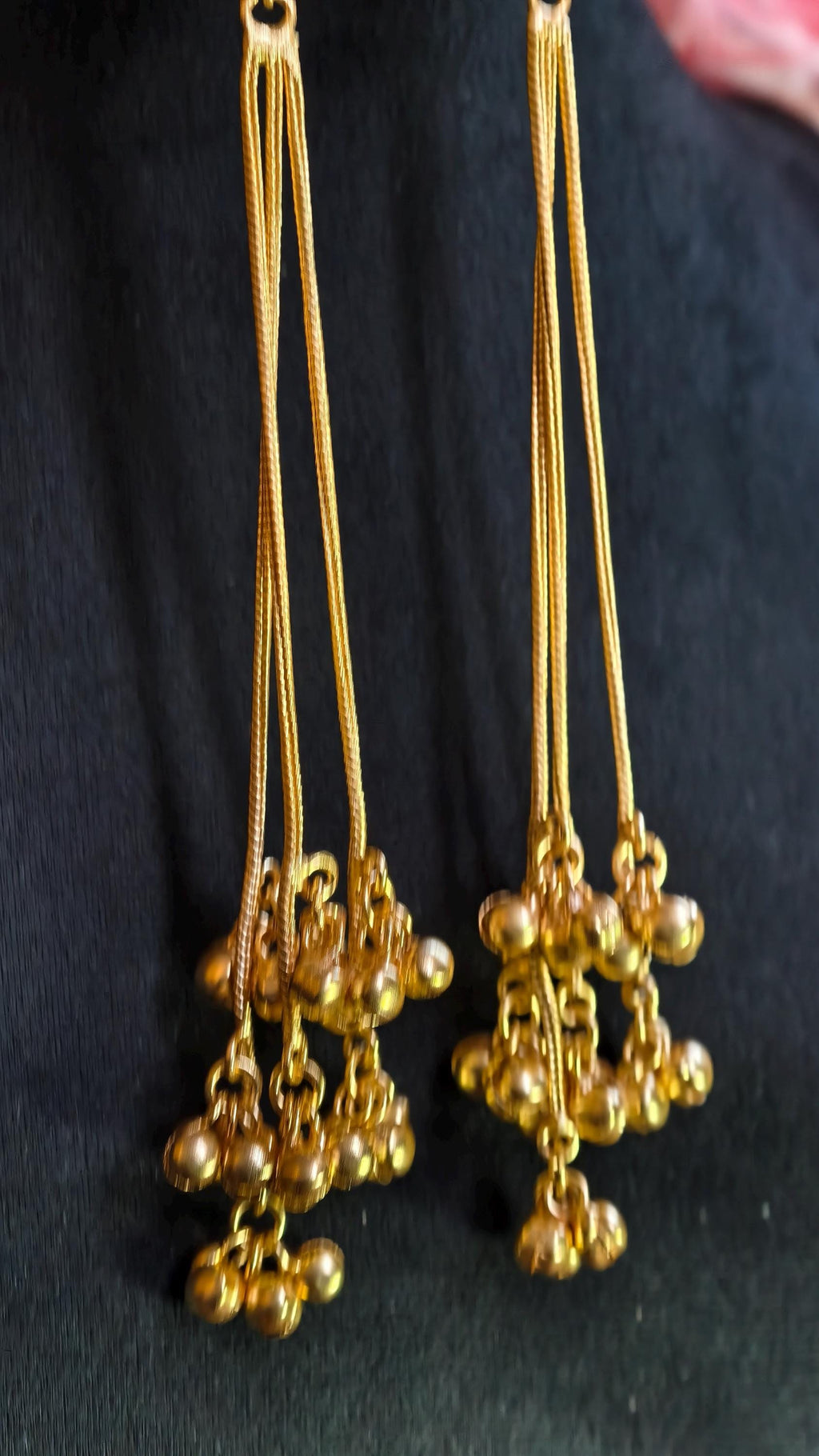 Kashmiri Ghungroo Dangle Earrings, Seafoam Green Cabochon, Boho Gold Drop Ethnic Jewelry