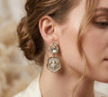 Mother of Pearl Floral Drop Earrings | Kundan Inlay Statement Jewelry