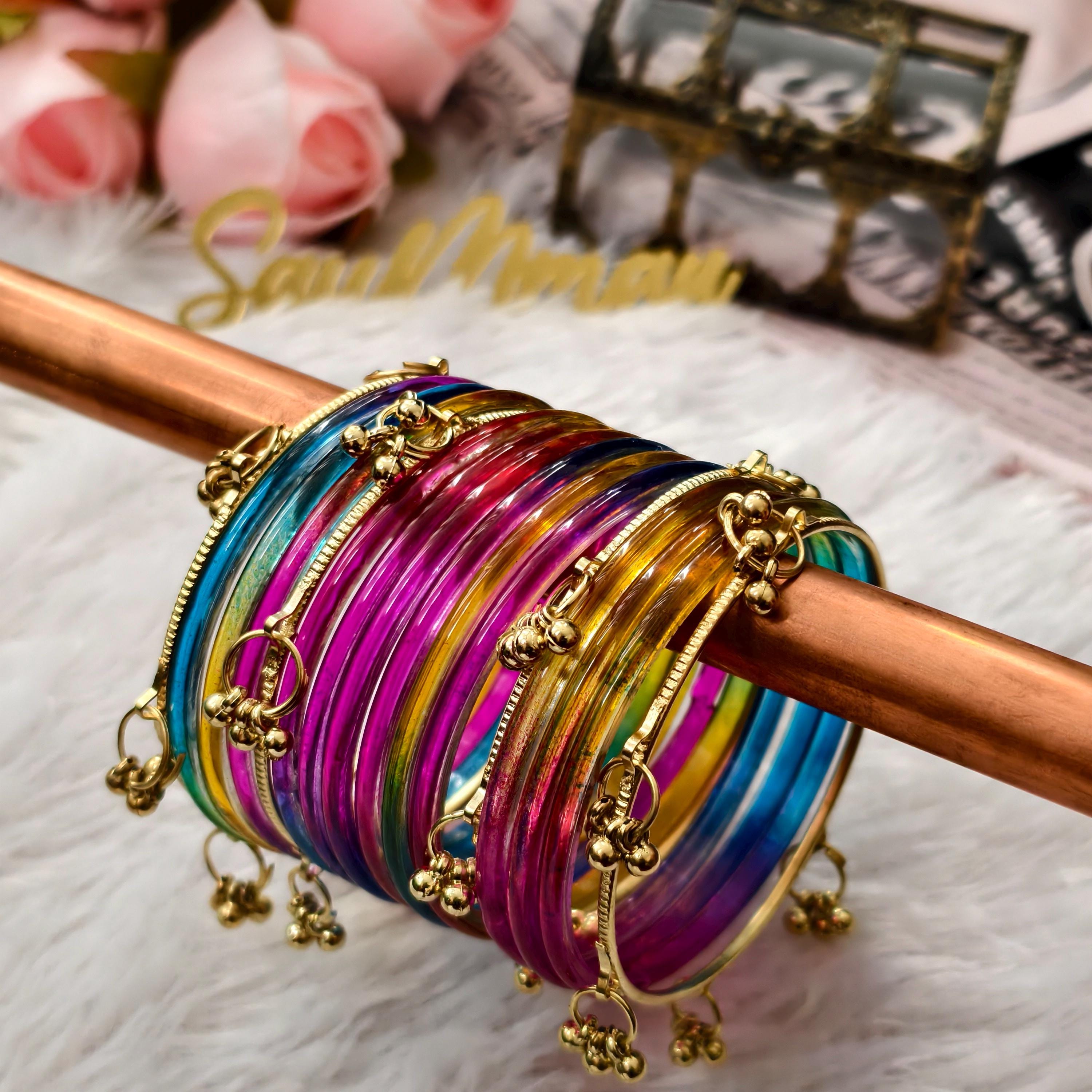 Kashmiri Ghungru Bangles ( 8 Pieces) , Jelly Bangles | Water Bangles | Raindrop Bangles (Set of 10-12)