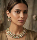 Pastel Kundan Choker Necklace Set, Mint Green Blush Pink Polki Earrings